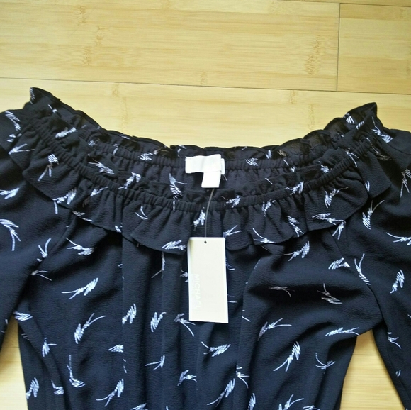 -NWT- Michael Kors Ruffled Off The Shoulder Dress - Picture 2 of 16